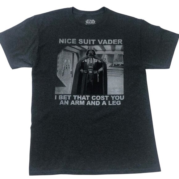 NWOT STAR WARS VADER Short Sleeve Grey Mens T-Shirt Pullover Gray Shirt Size Med - Picture 1 of 11